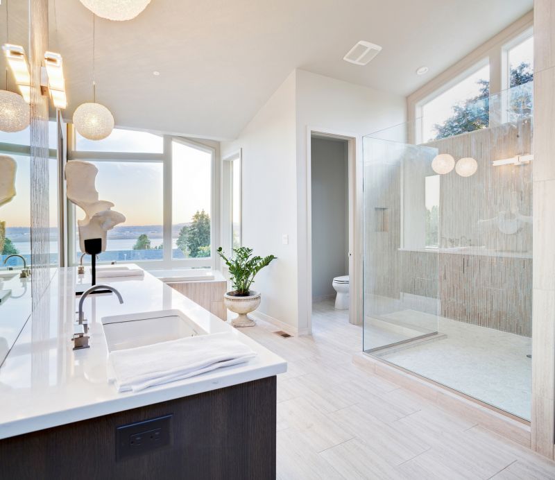 Contemporary bathroom renovation with walk-in shower